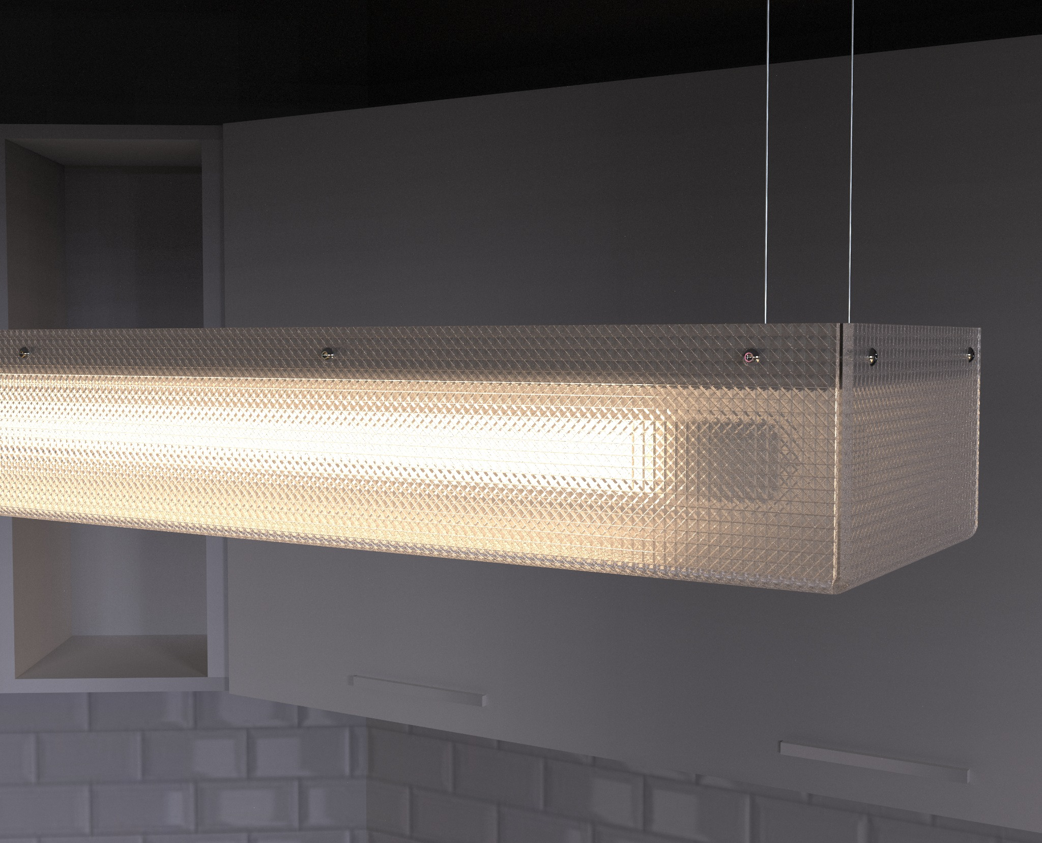 Detailed rendering of the illuminated methacrylate enclosure