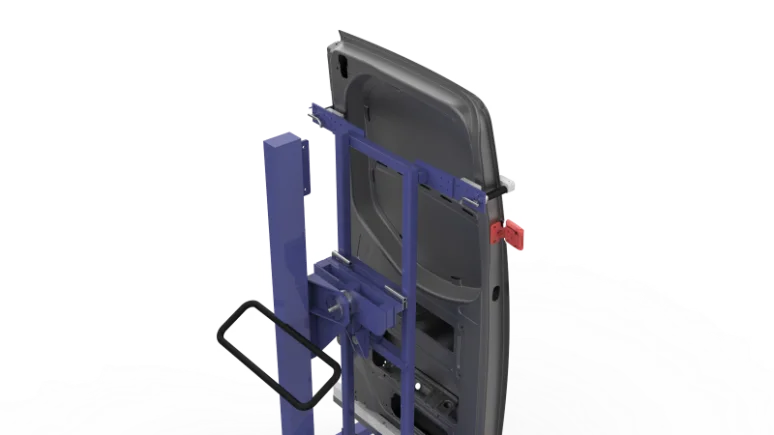 Rear door handling system, ergonomic mechanism